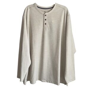 Tommy Bahama Mens 2XLB Henley Long Sleeve T-Shirt Morro Beach Beige NWT